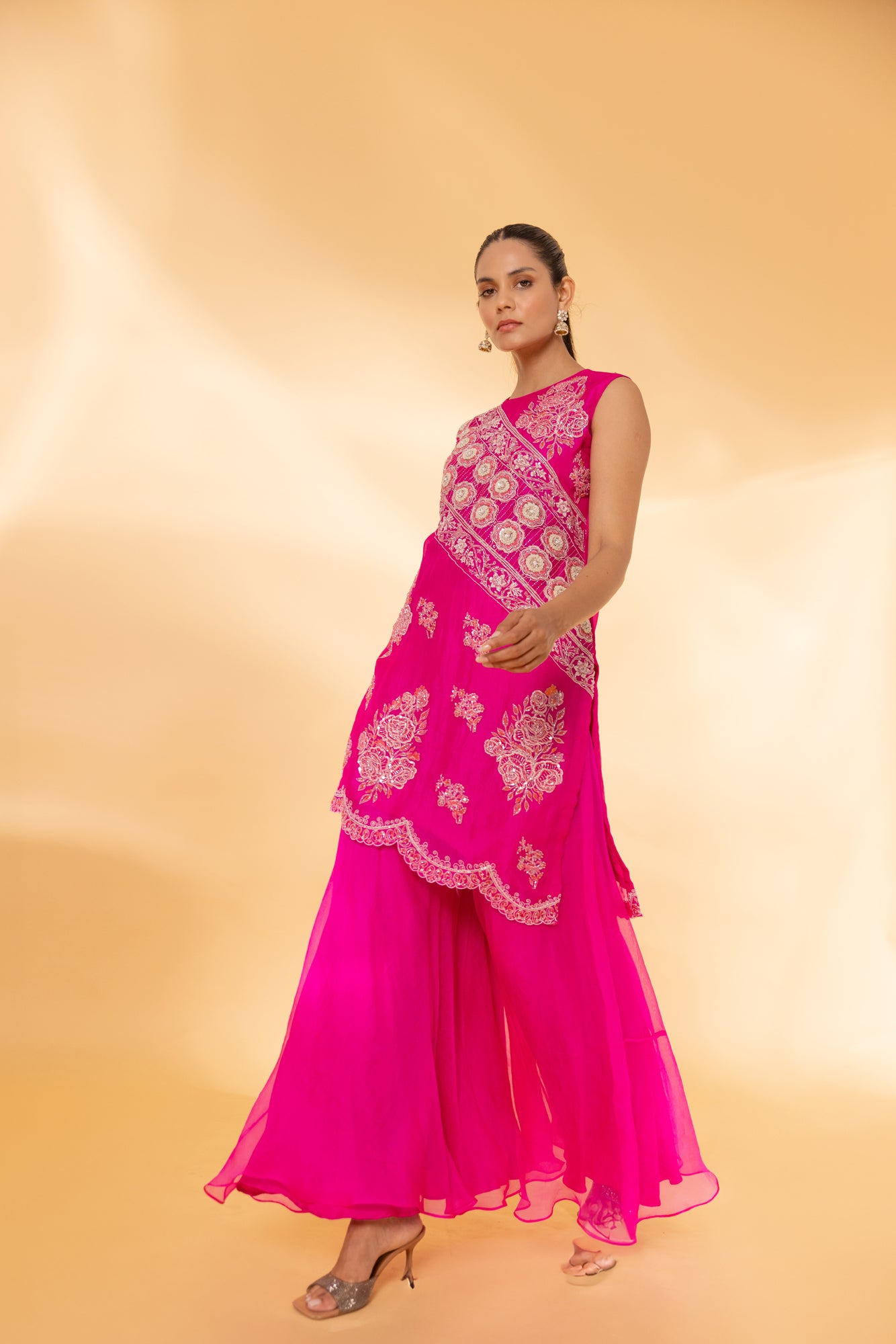 Heavy pink kurta and sharara