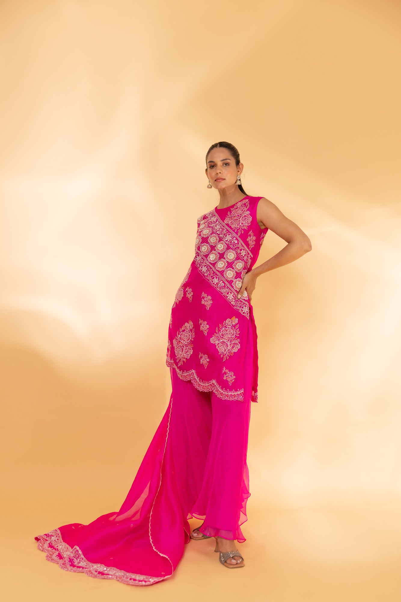 Heavy pink kurta and sharara