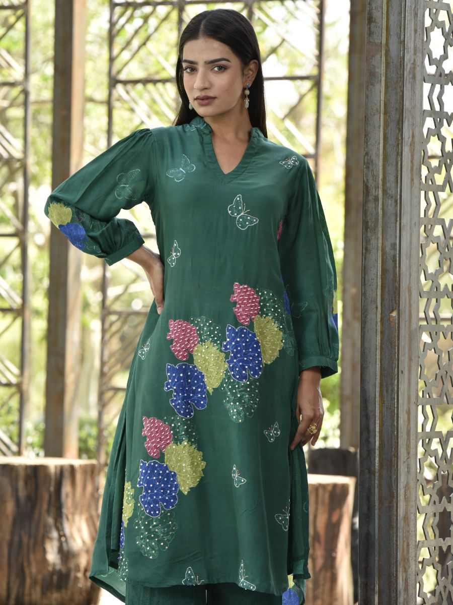 Green Vasansi Silk Printed Co-ord Set