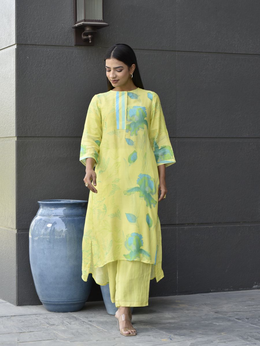 Yellow Vasansi Silk Printed Co-ord Set