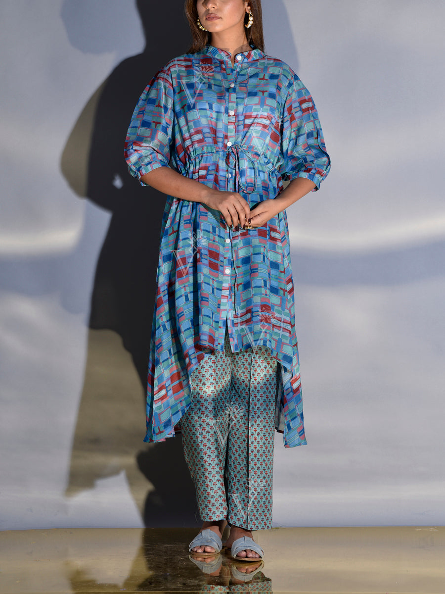 Blue Vasansi Silk Printed Co-ord Set