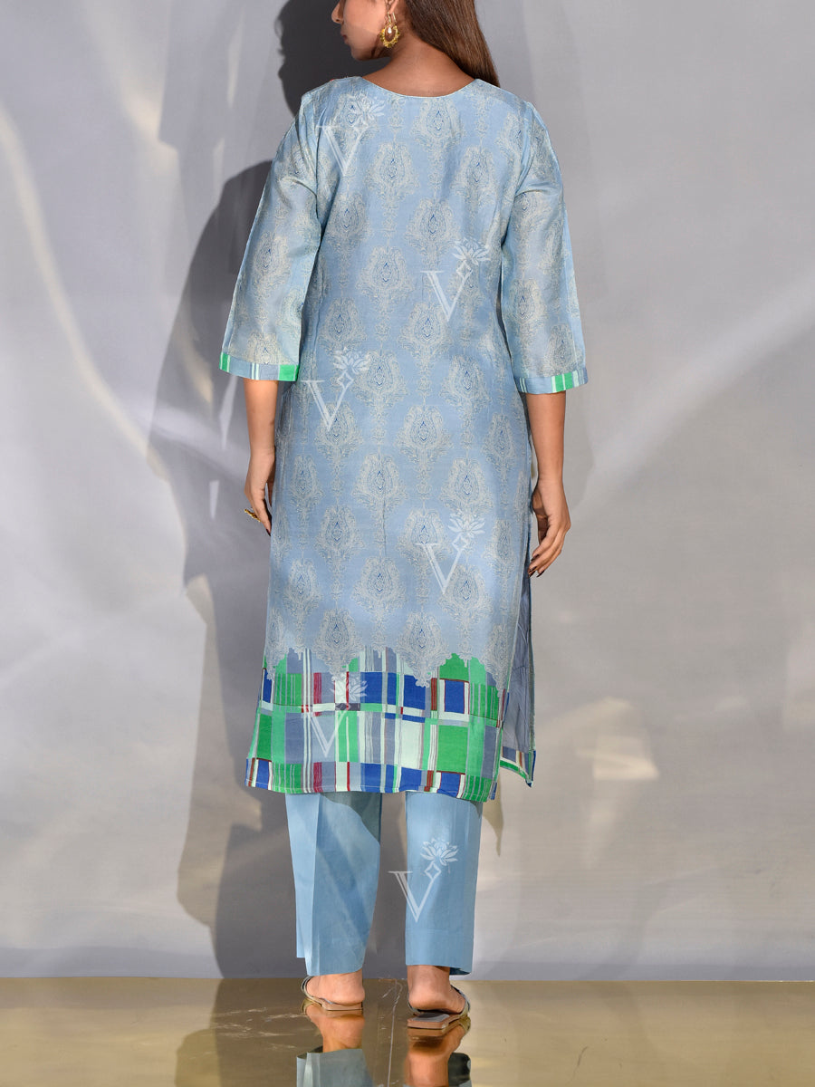 Powder Blue Printed Kurti