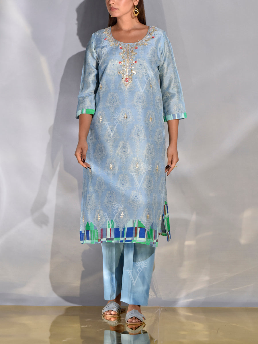 _label_New, DD28, MTO, KS, Powder Blue ,Printed Kurta ,Blue