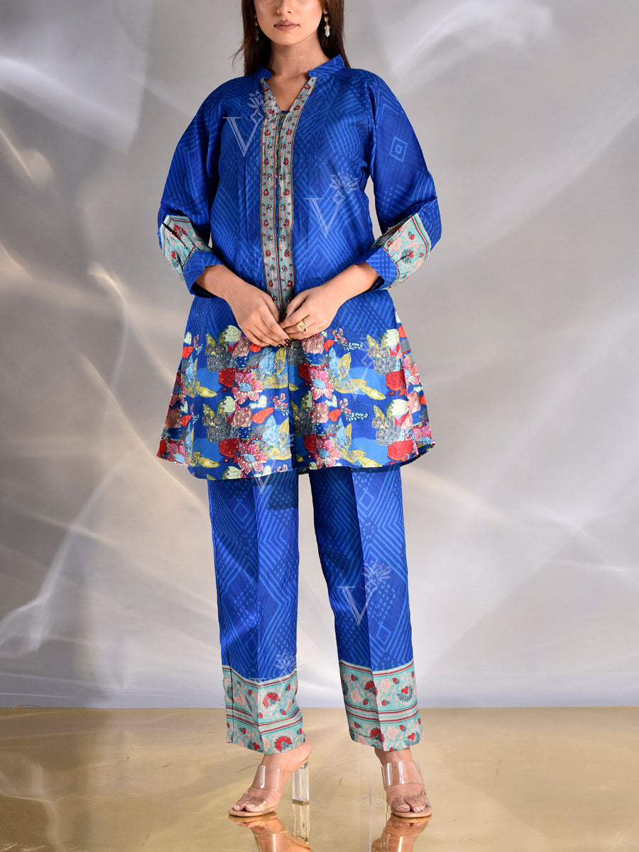 Blue Vasansi Silk Printed Co-ord Set