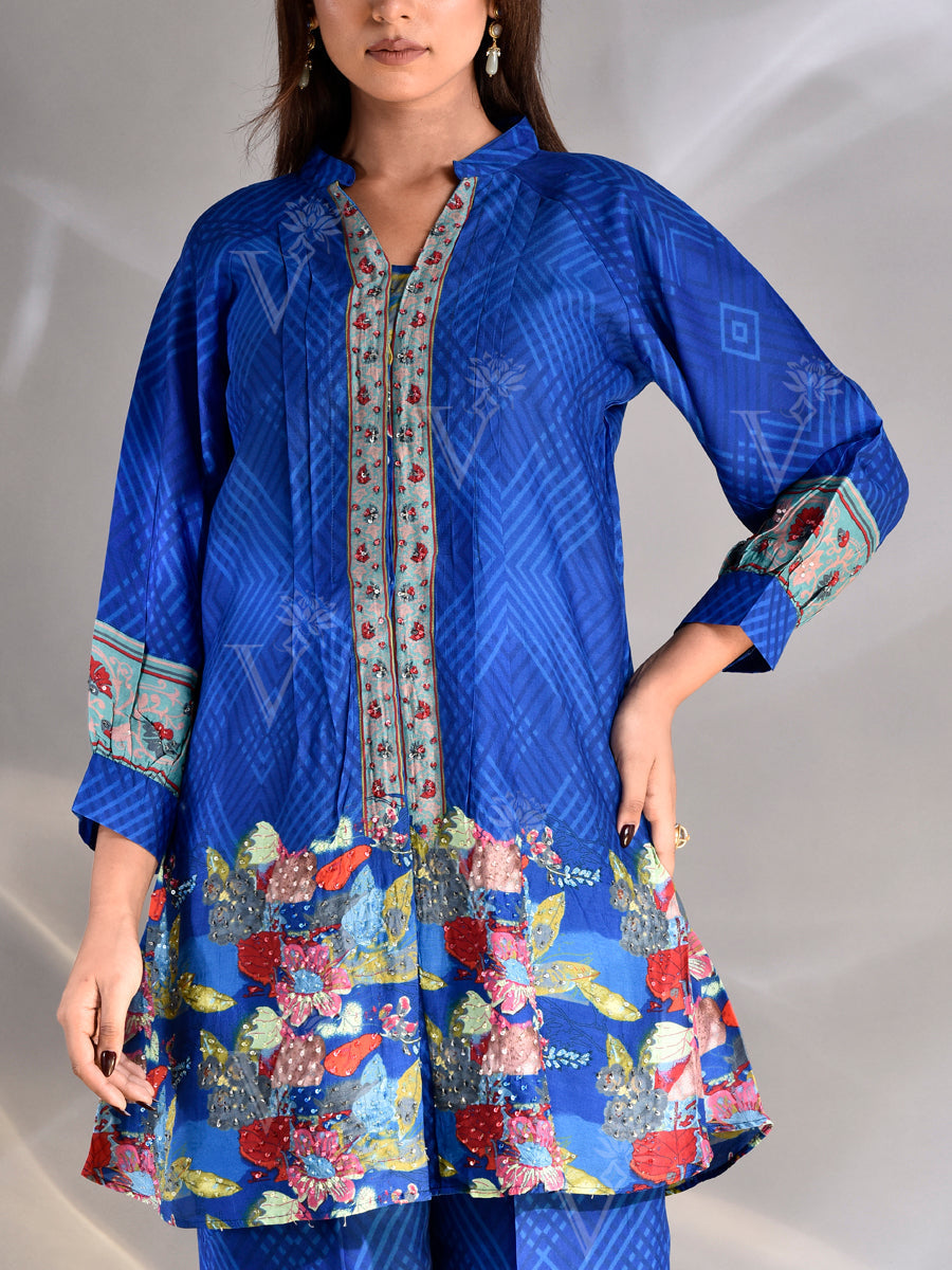 Blue Vasansi Silk Printed Co-ord Set