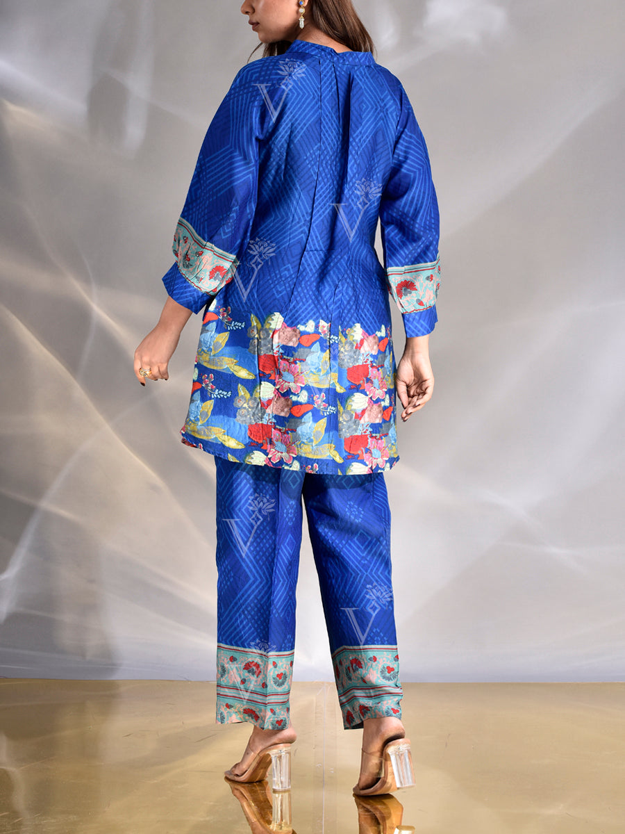 Blue Vasansi Silk Printed Co-ord Set