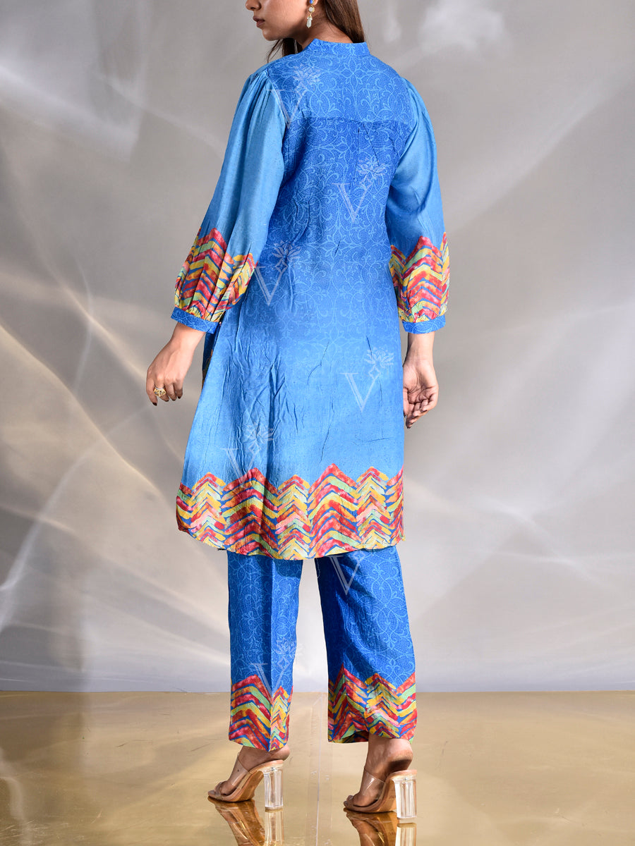 Blue Vasansi Silk Printed Co-ord Set