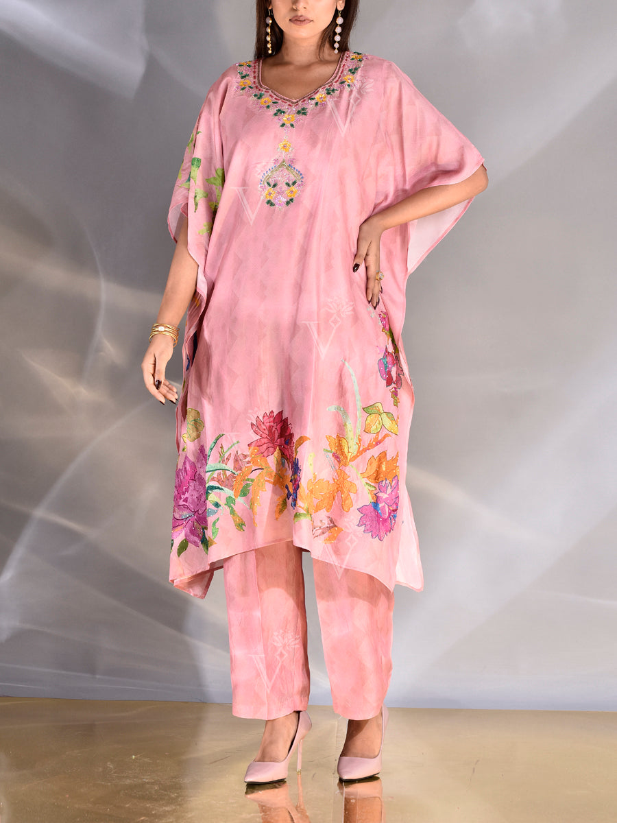 Pink Vasansi Silk Kaftan Set