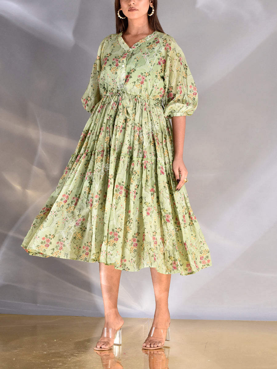 Tea Green Vasansi Silk Dress