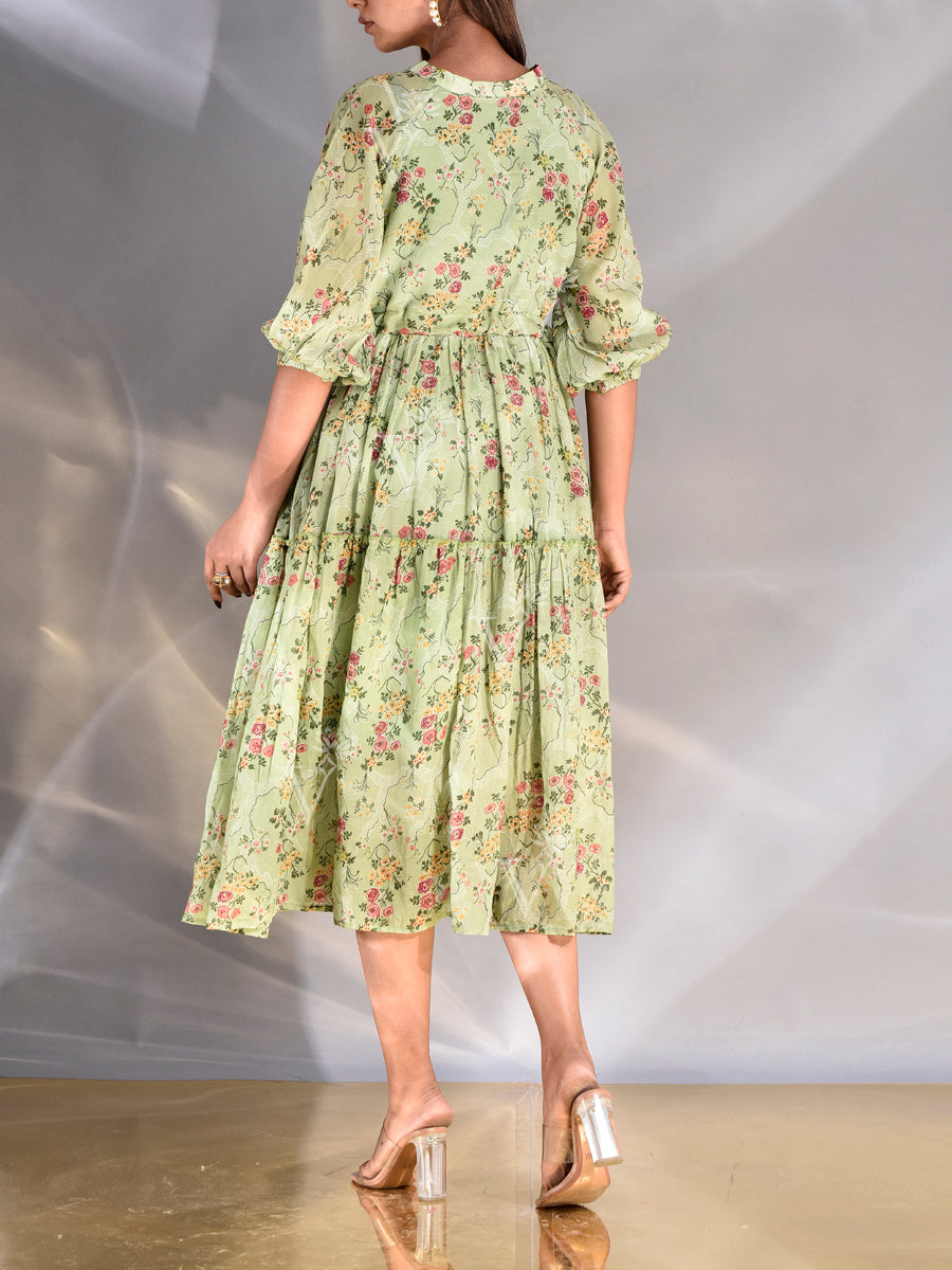 Tea Green Vasansi Silk Dress