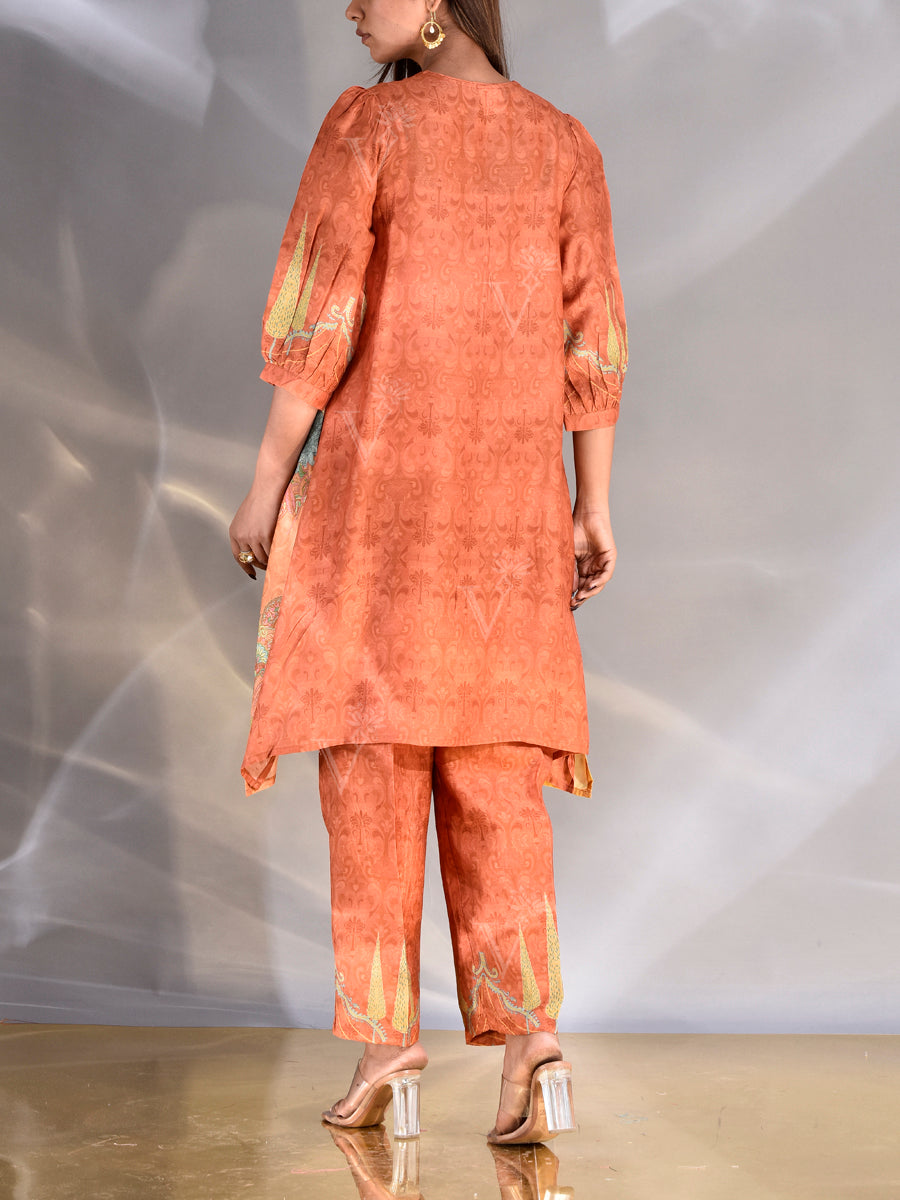 Orange and Yellow Vasansi Silk Co-ord Set