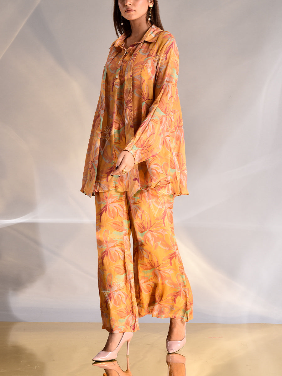 Brunt Orange Floral Printed Co-ord Set