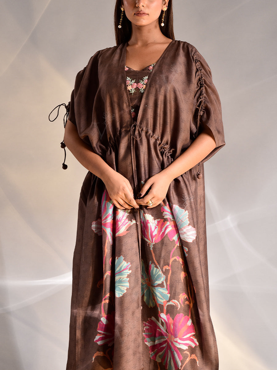 Brown Vasansi Silk Kaftan Set