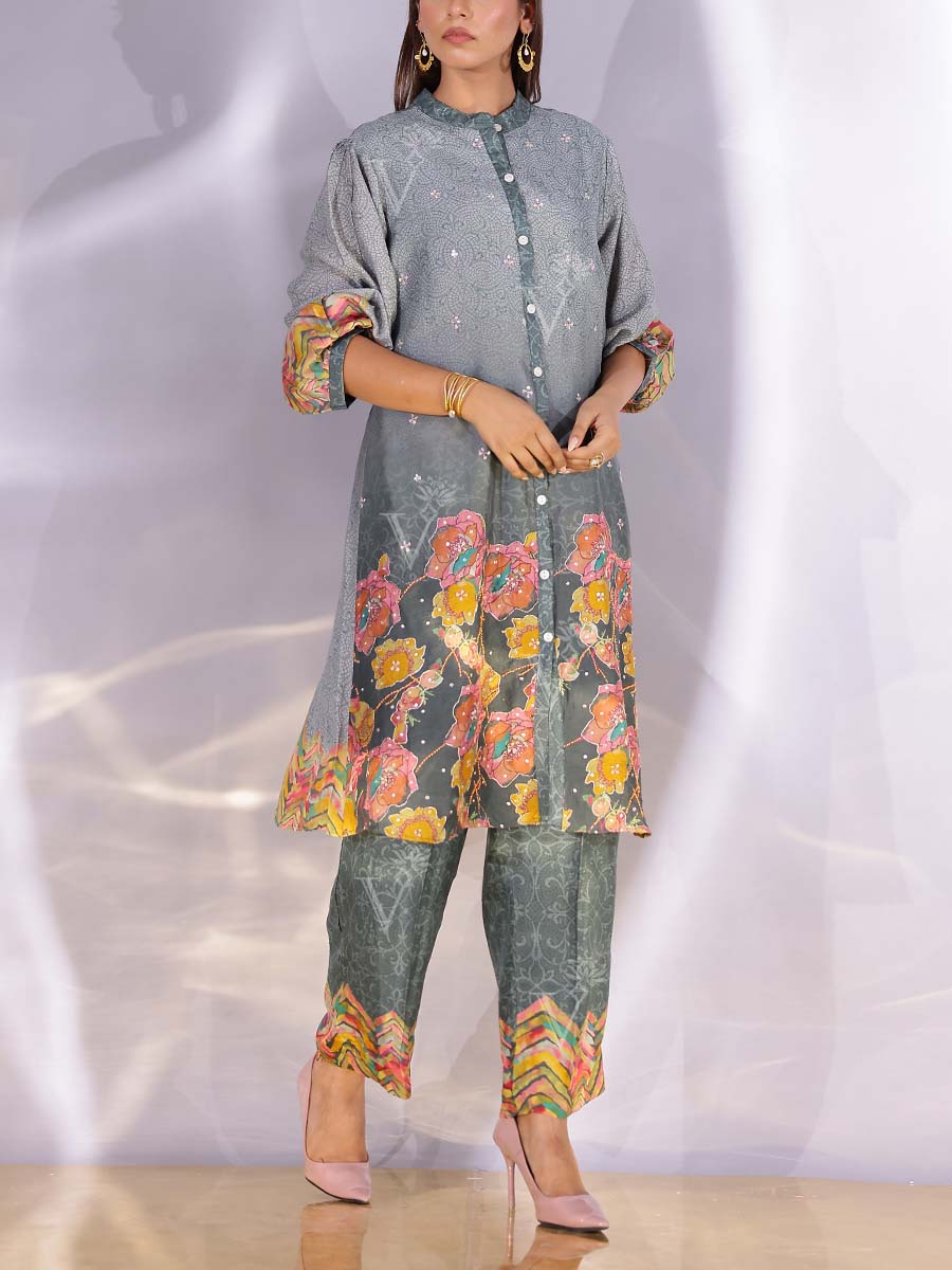 Grey Vasansi Silk Kurta Set