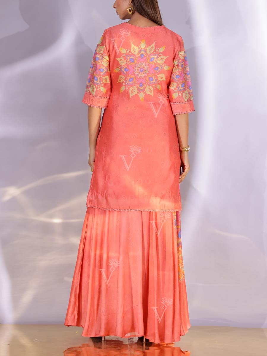 Sunkissed Coral Vasansi Silk Sharara Set