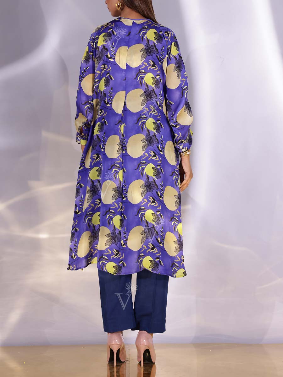 Blue Satin Silk Kurta