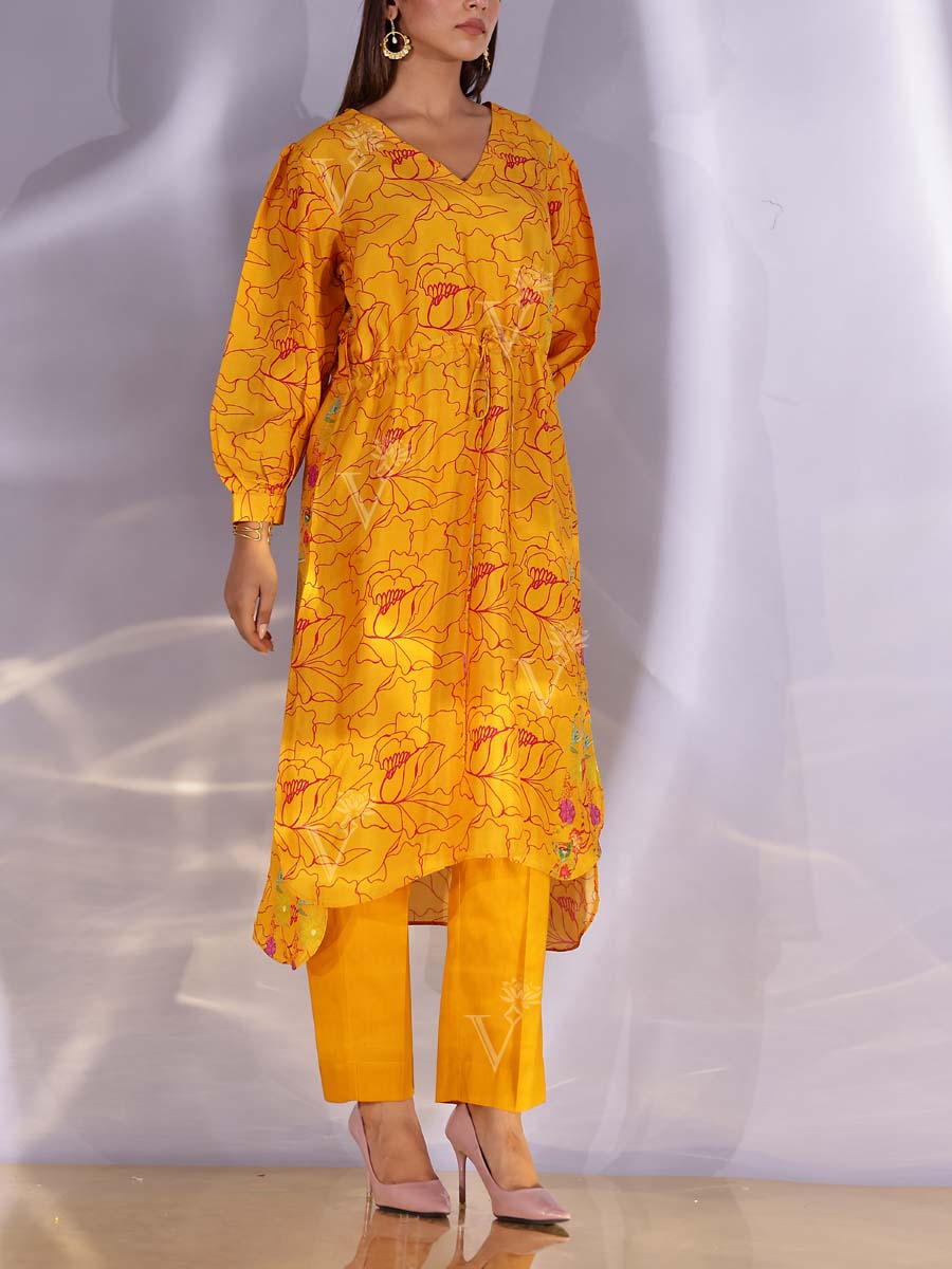 Orange Modal Silk  Kurta