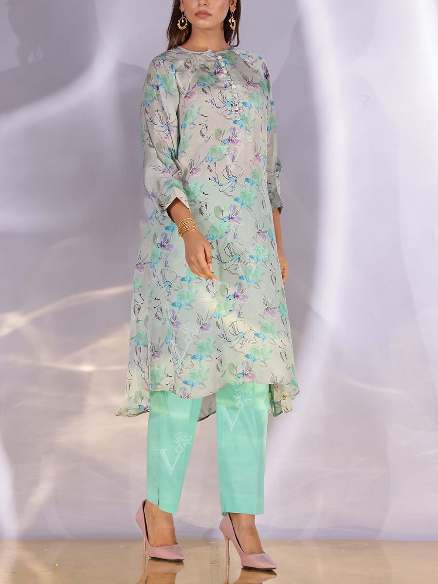 Fern Green Satin Silk Kurta