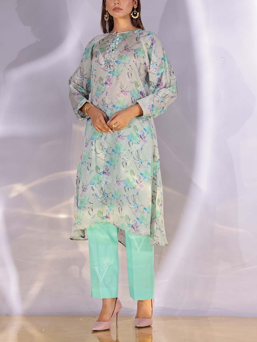 Fern Green Satin Silk Kurta