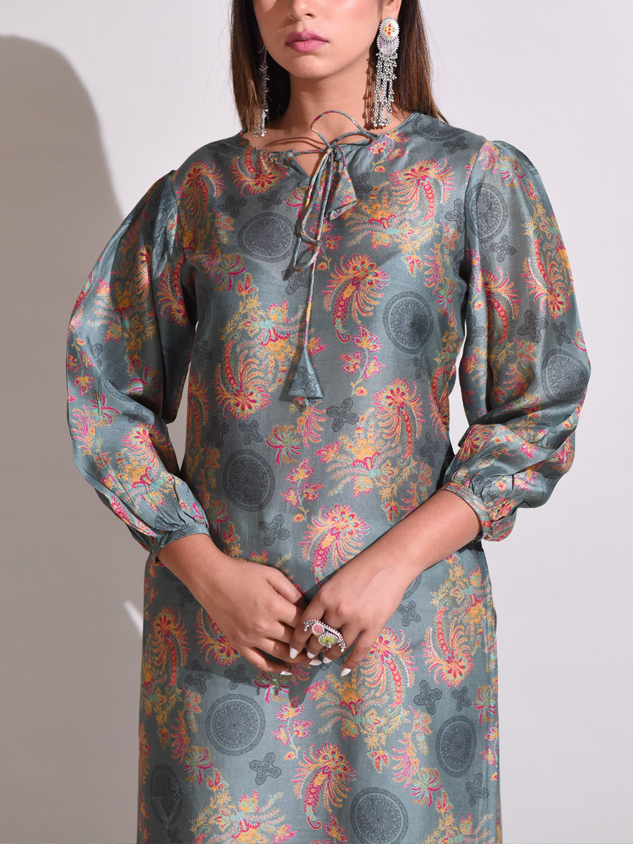 Green Handcrafted Silk Kurti