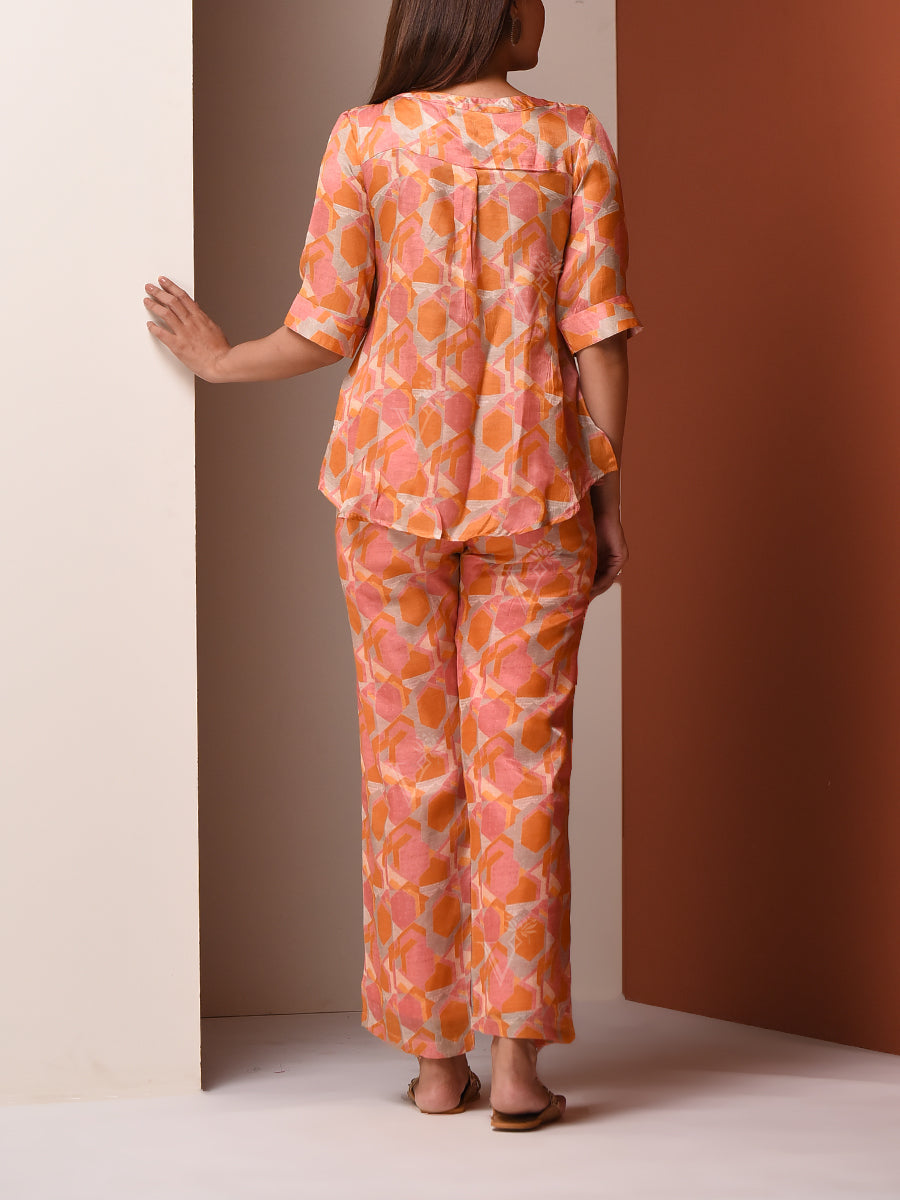 Peach Vasansi Silk Pant Set