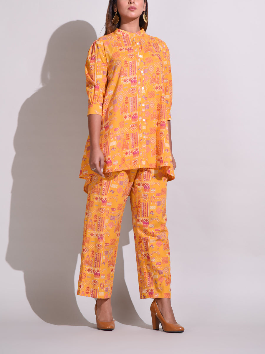 Mustard Handcrafted Cotton Pant Set